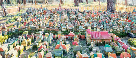 Model of medieval Koenigsberg outside in Svetlogorsk, Russiaの写真素材