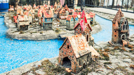 Architectural model of the medieval island of Kant, Koenigsberg in Svetlogorskの写真素材