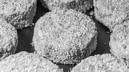 Frozen veggie nuggets with lentils and greens, macroの写真素材