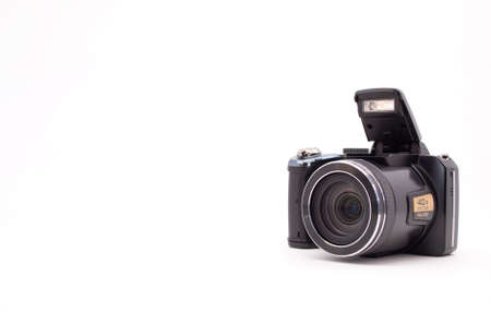 DSLR camera isolated on white backgroundの写真素材