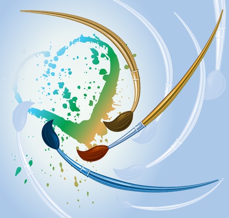 heart with painting brushesのイラスト素材