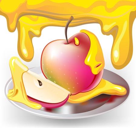 apple with honeyのイラスト素材