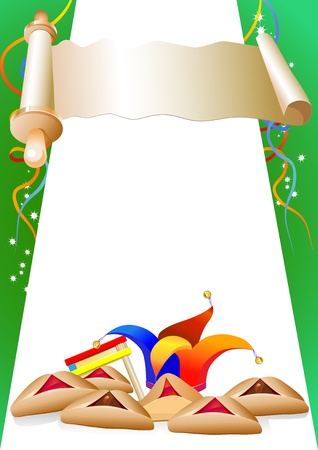 purim decorative border with balloons and clown hatのイラスト素材