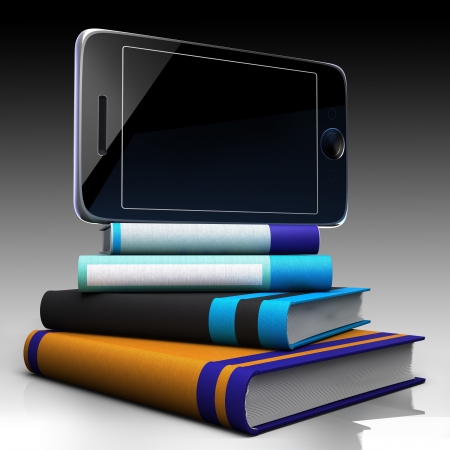 Digital tablet and books as progress conceptの写真素材