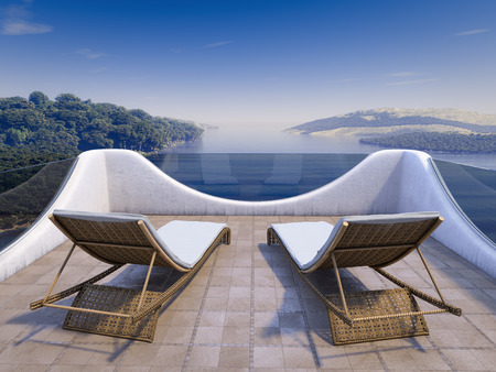 Balcony with Sea Views and two chairsの写真素材