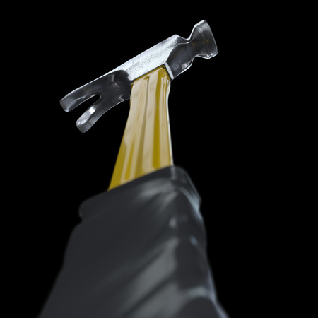 Hammer in perspective On isolate black backgroundの写真素材