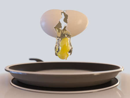 crack egg and pan concept isolate composition