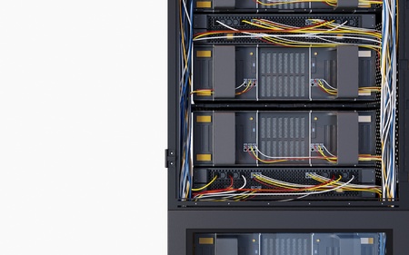 servers and hardware room computer technology concept photo on isolate whiteの写真素材