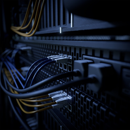 servers and hardware room computer technology concept close-up photo