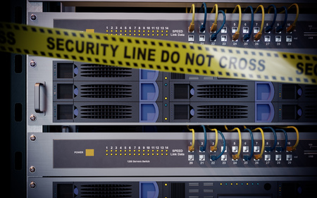 servers and hardware room computer technology security conceptの写真素材