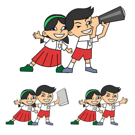 school students in uniformのイラスト素材
