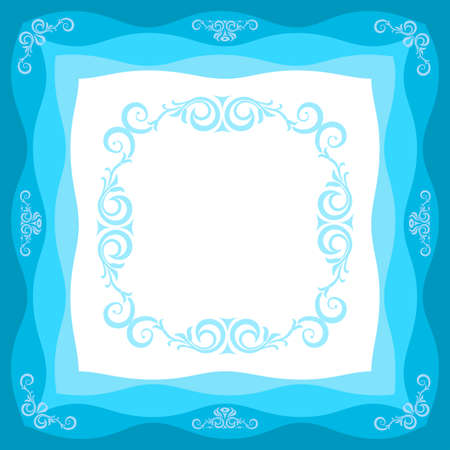 Frame in blue tones of the curved vector elements.のイラスト素材