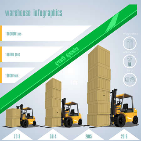 Set elements of infographics topic warehouses and cargo delivery.のイラスト素材