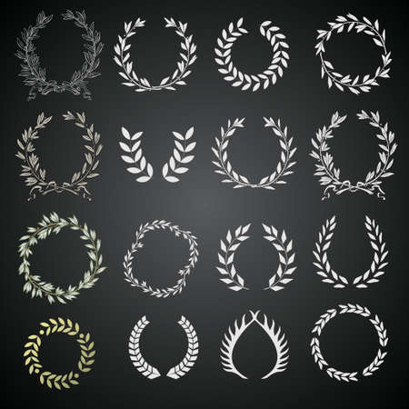 Set of laurel wreaths in vector graphics.のイラスト素材
