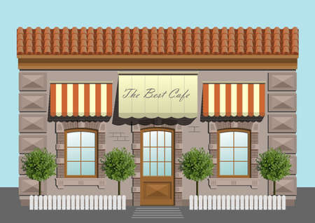 Facade cafe or shop in vector graphics.のイラスト素材