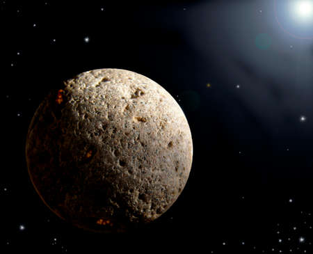 Photo collage small planet in black space