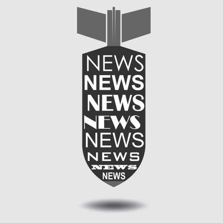 Silhouette of a bomb in the form of various news headlines on a gray background.のイラスト素材