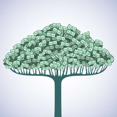 A tree with leaves of cash exchange greenback.のイラスト素材