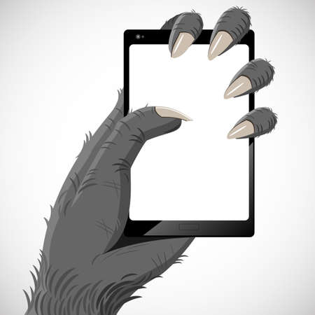 Hand gorilla that keeps the smartphone in its claws.のイラスト素材