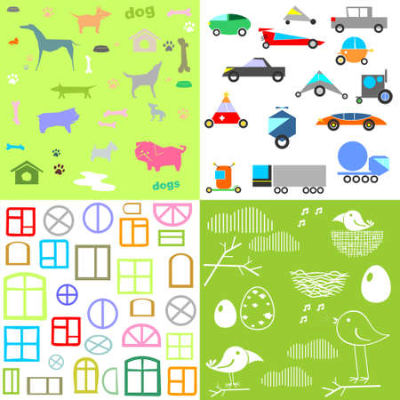 Set cartoon wallpaper for children's rooms or postcardのイラスト素材