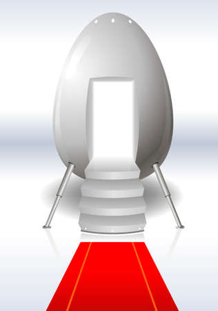 Eggs from outer space in the form of a manned capsule with red carpetのイラスト素材