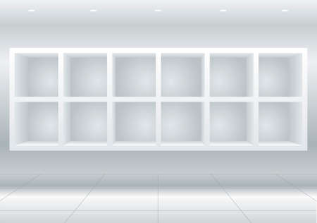 White cell furniture or display cases for goods, shelves for goods or libraryのイラスト素材