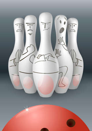 Skittles in graphics with images of emotions before the ball hit.のイラスト素材