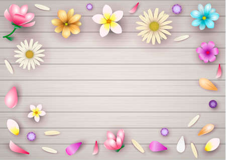 Background with composition of different flowers. Vector graphicsのイラスト素材