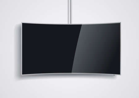 Curved black blank screen smart TV. design in vector graphicsのイラスト素材