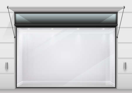 The large glass storefront or shopping center in a modern design. Vector graphics. Transparent glassのイラスト素材