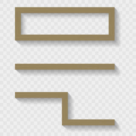 Wooden shelves for the living room or shop. Transparent shadows. Vector graphicsのイラスト素材