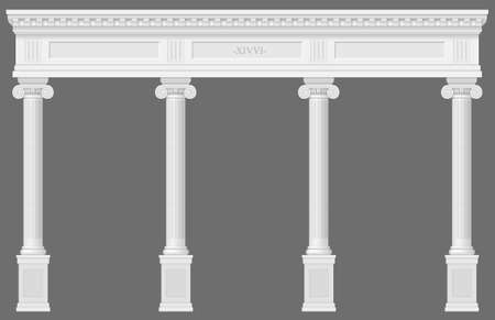 Antique white colonnade with Ionic columns. Three arched entrance or niche. Vector graphicsのイラスト素材