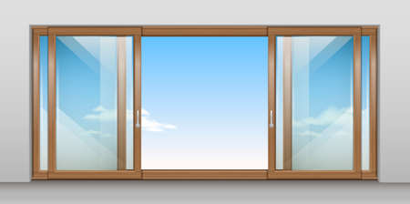 Wooden sliding doorのイラスト素材