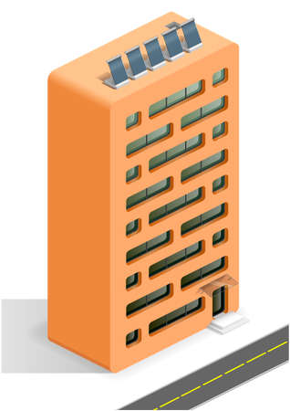 Residential building shaped like a ceramic building bricks. The architectural concept. Isometric. Vector graphicsのイラスト素材