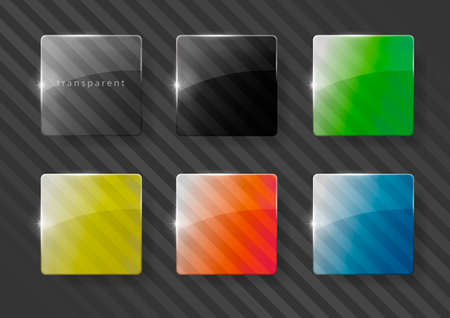 Set of multicolored lenses made of glass or plastic. RGB colors. Vector graphics with transparency effectのイラスト素材