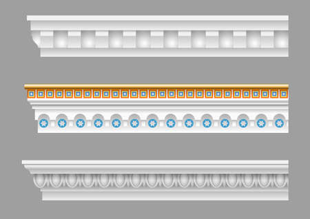 A set of classical cornices for the walls of buildings. Stucco molding. Vector graphicsのイラスト素材