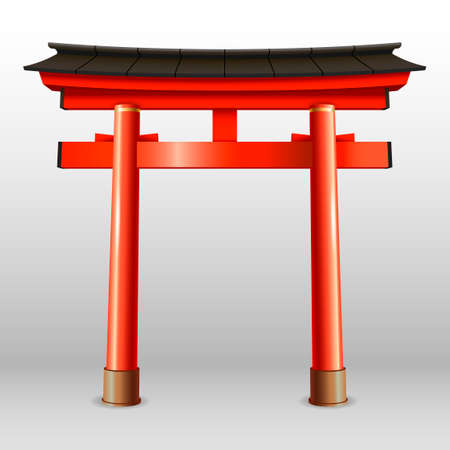 Japanese ritual gate of thorium for the Shinto religion. Vector graphicsのイラスト素材
