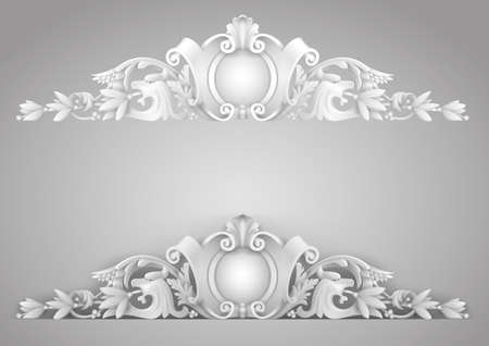Architectural element sandrik for a building, arches, windows or doors in the Baroque style. Vector graphics. Element of the cover. Classic details.のイラスト素材