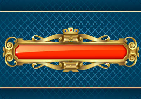 Classic gold banner or a sign for a site or an invitation. Vintage luxury vignette for the title. Vector graphicsのイラスト素材
