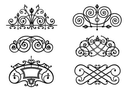 A set of ornaments for forged window grilles. Vignettes. Vector graphics. Patternsのイラスト素材