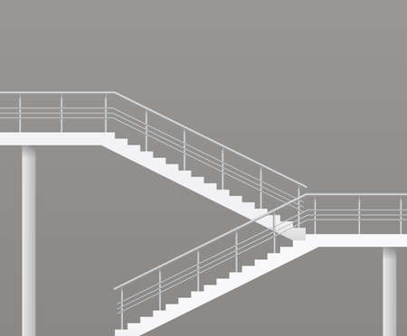 Modern staircase with metal railings. Vector graphicsのイラスト素材