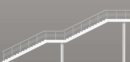 Modern staircase with metal railings. Vector graphicsのイラスト素材