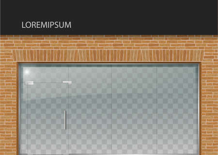 The classical facade is in the loft style of brick with modern showcases of panoramic glass. Wall of a shop, cafe, office. Vector graphicsのイラスト素材