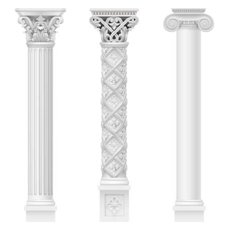 Classic antique white columns in vector graphicsのイラスト素材