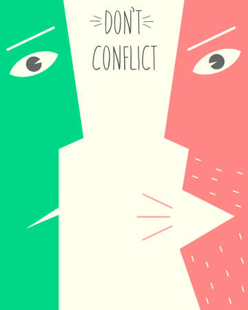 Poster do not conflict. Wall art on the theme of relations and aggressionのイラスト素材