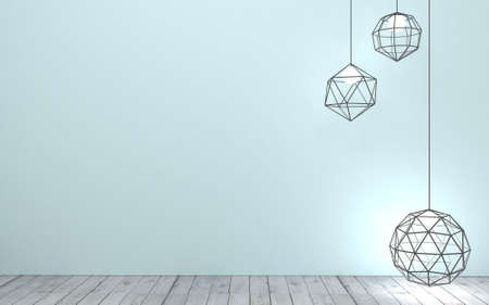 3D illustration. Background with modern lamps on the wall in the loftの写真素材