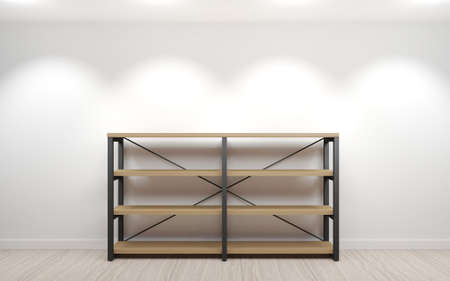 3D illustration. Chest rack in the loft. The interior of the room. The furniture and lighting. Background for bannerの写真素材