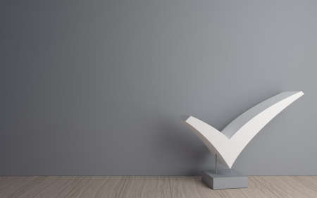 3D illustration. A massive sign of the choice in a dark room. Modern conceptual interior. Background for bannerの写真素材