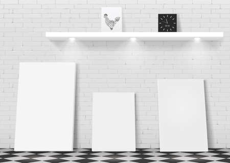 A set of modern vector paintings in the interior. The loft-style. Subframes with a blank canvas. Mocap for interior printのイラスト素材