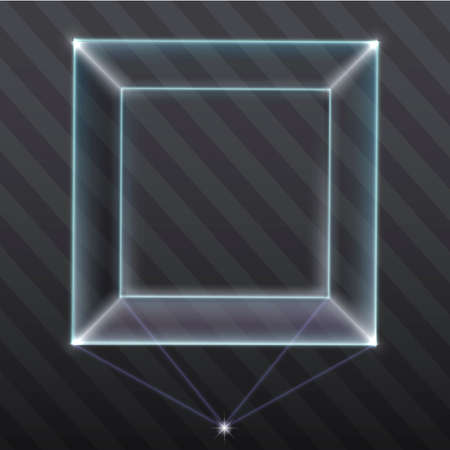The exhibition showcase a hologram. Cube of plasma. Projection. Vector graphic with transparency effectのイラスト素材